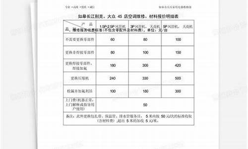 空调维修报价单模板及范文_空调维修报价单